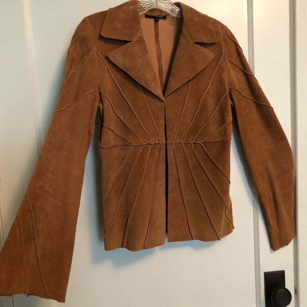 Heart Moon Star Tan Suede Jacket NEVER WORN